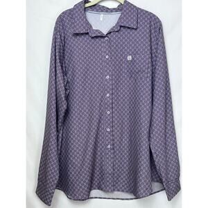Cinch Women's  2XL Purple Geometric Print Long Sleeve Button Up Western Shirt